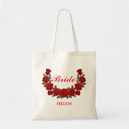 Tote Bag Personalized Bride Floral Custom Name Wedding Gift (Devant)