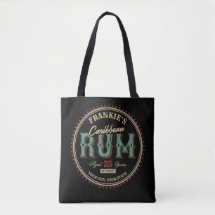 Tote Bag Personalized Caribbean Rum Liquor Bottle Label Bar