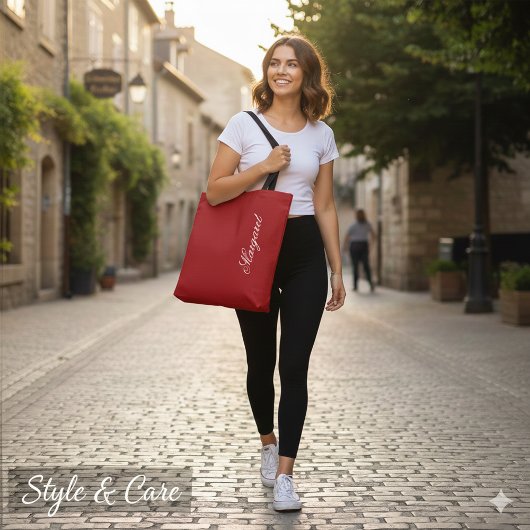 Tote Bag Personalized Custom Name Designer Christmas Red