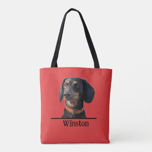 Tote Bag Personalized Dachshund Tote–Custom Pet Portrait (Dos)