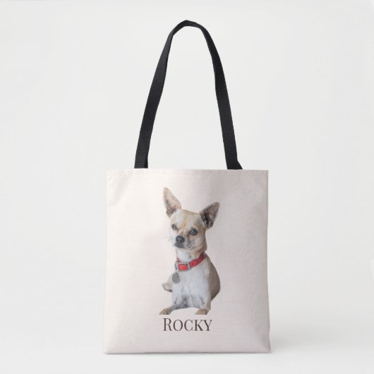 Tote Bag Personalized Dog Photo | Custom Pet Name (Devant)