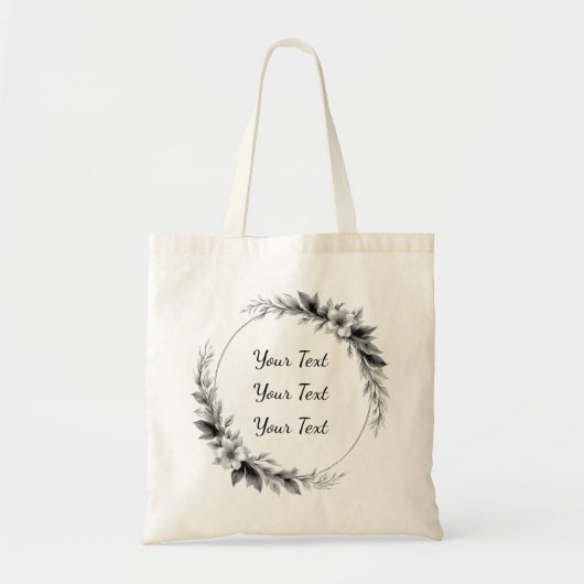 Tote Bag Personalized Elegant Floral Wreath Tote (Devant)