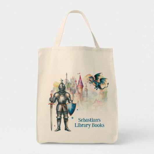 Tote Bag Personalized Fairy Tale Knight Library Book (Devant)
