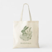 Tote Bag Personalized Floral Easter Bunny (Dos)