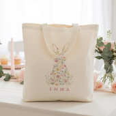 Tote Bag Personalized Floral Easter Bunny Custom