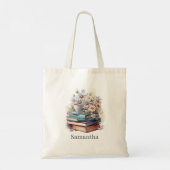Tote Bag Personalized Floral Stacked Books (Dos)