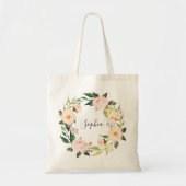 Tote Bag Personalized Floral Wreath Braidsmaid,Welcome2 (Devant)