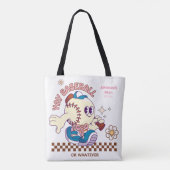 Tote Bag Personalized Funny Baseball Mum Retro Flower (Dos)