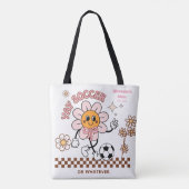 Tote Bag Personalized Funny Soccer Mum Retro Flower  (Dos)