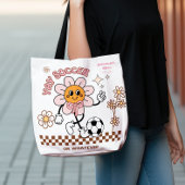 Tote Bag Personalized Funny Soccer Mum Retro Flower 