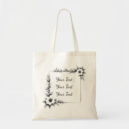 Tote Bag Personalized Geometric Floral Frame Tote (Devant)