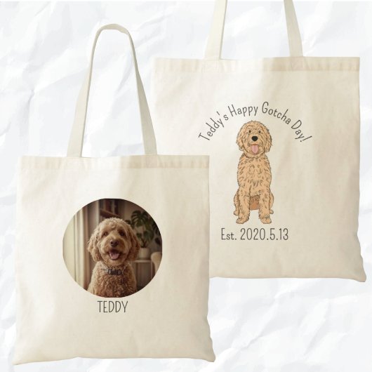 Tote Bag Personalized Golden Doodle Happy Gotcha Day