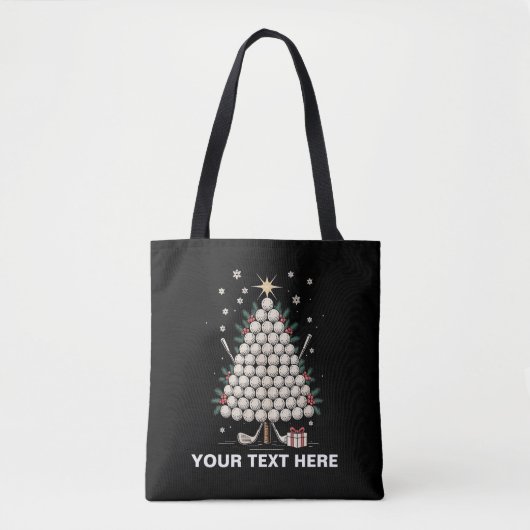 Tote Bag Personalized Golf Christmas Tree Equipment Family (Devant)