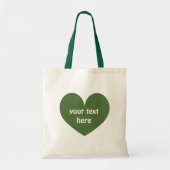 Tote Bag Personalized green heart reusable canvas (Devant)