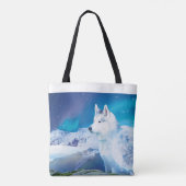 Tote Bag Personalized Husky dog with mountains  (Dos)
