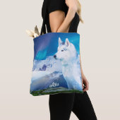 Tote Bag Personalized Husky dog with mountains  (De près)