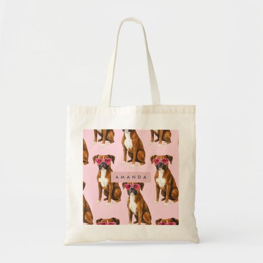 Tote Bag Personalized Kawaii Trendy Boxer Dog (Devant)
