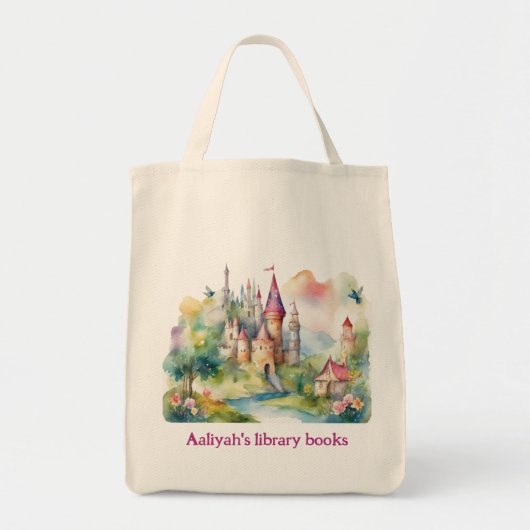Tote Bag Personalized Kid's Castle Two Library Book (Devant)