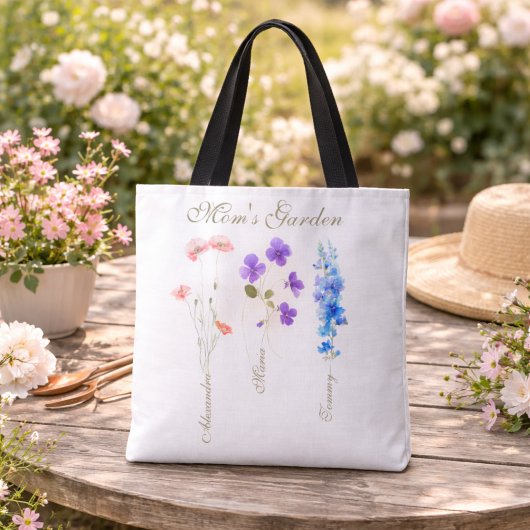Tote Bag Personalized Kids Name Garden Mother