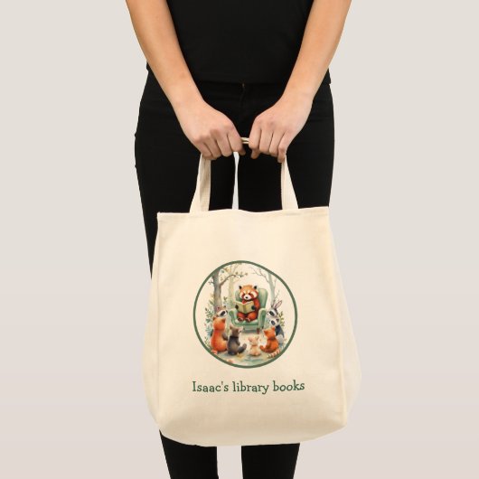 Tote Bag Personalized Kid's Red Panda Library Book (Devant (produit))