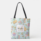 Tote Bag Personalized Magic Books Girly Mint Green School (Dos)