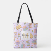 Tote Bag Personalized Magic Books Girly Purple Name (Dos)