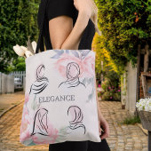 Tote Bag Personalized Minimalist Hijab Line Art Floral Tote