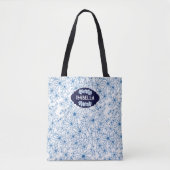 Tote Bag Personalized Name Feminine Blue Floral Pattern (Devant)