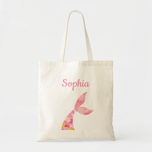 Tote Bag Personalized Name Mermaid Tail Girl Kids (Devant)