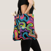 Tote Bag Personalized Neon Abstract Pattern — Retro Design (De près)