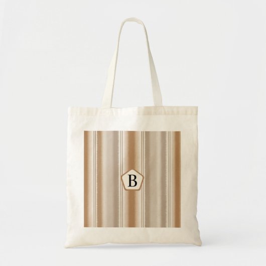 Tote Bag Personalized Neutral Tan Beige Vertical Stripe  (Devant)