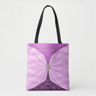 Tote Bag Personalized Orchid Pink Jewel Textile Illusion
