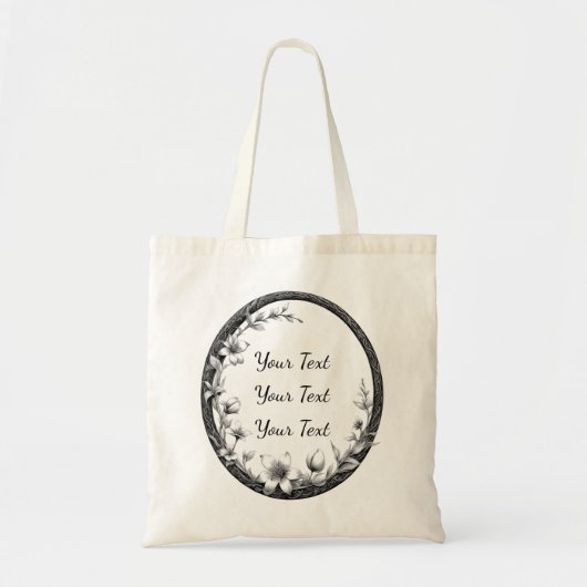 Tote Bag Personalized Oval Floral Frame Tote (Devant)