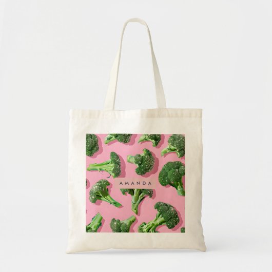 Tote Bag Personalized Pastel Sparkle Green Broccoli  (Devant)