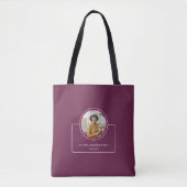 Tote Bag Personalized Photo and Name with Title Burgundy (Devant)