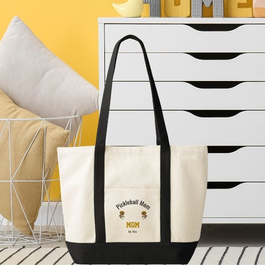 Tote Bag Personalized Pickleball Mom in Elegant Blush Gold
