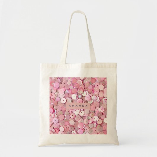 Tote Bag Personalized Pink Sequin Shimmer (Devant)