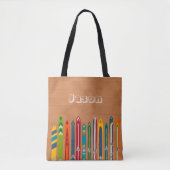Tote Bag Personalized Skiing Vintage Skis (Devant)