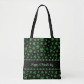 Tote Bag Personalized St. Patrick’s Day Shamrock on Black (Devant)