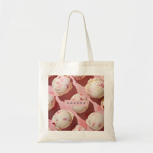 Tote Bag Personalized Strawberry Cream Swirl Aesthetic (Devant)