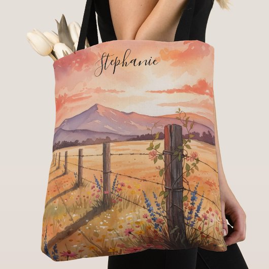 Tote Bag Personalized Sunset Wildflower