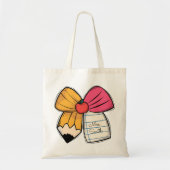 Tote Bag Personalized Teacher Coquette Bow Teacher Name (Devant)