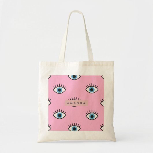 Tote Bag Personalized Trendy Evil Eye Pop Art Pattern (Devant)