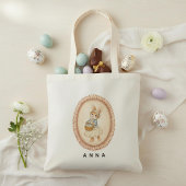 Tote Bag Personalized Vintage Easter Bunny Pastel Rabbit