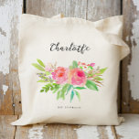 Tote Bag Personalized Watercolor Floral Bridesmaid<br><div class="desc">Check out 400 popular styles of wedding tote bags from the "Wedding Tote Bags" collection of our shop! Click “Edit Design” will allow you to customize further. You can change the font size, font color and more! wedding tote bags, tote bags wedding, rustic tote bags, modern tote bags, name, personalized...</div>