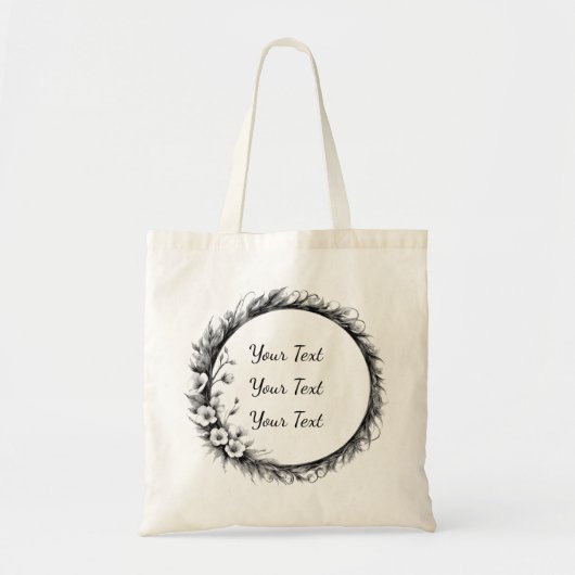 Tote Bag Personalized Whimsical Floral Wreath Tote (Devant)