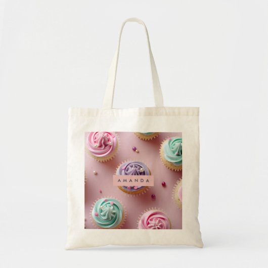 Tote Bag Personalized Whimsical Pastel Cupcake Swirl (Devant)