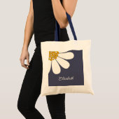 Tote Bag Personalized White Daisy Floral Design | Custom  (Devant (produit))