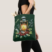 Tote Bag Personalized Winter Watercolor Holly & Berries (De près)