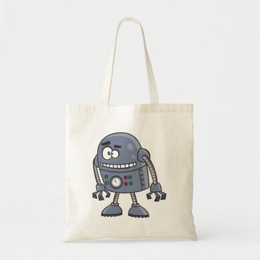 Tote Bag Personnage de robot drôle Mignon Bleu Rétro (Devant)